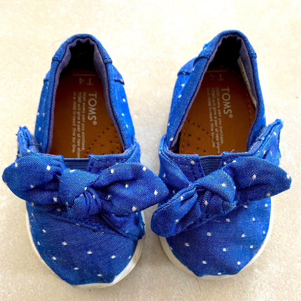 Toms Imperial Blue/Chambray Tiny Dots Toddler Size 4